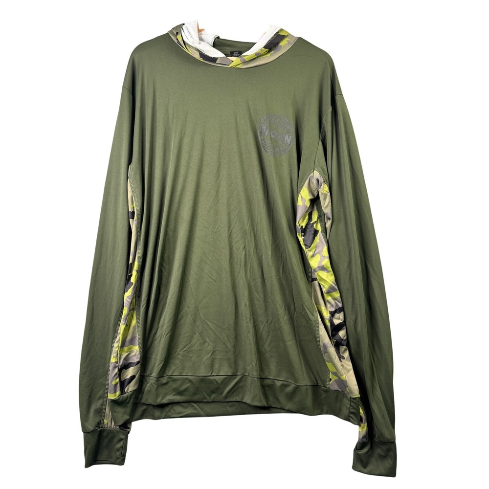 DIXXON Olive Green Long Sleeve Hoodie with Yellow Camo Accents